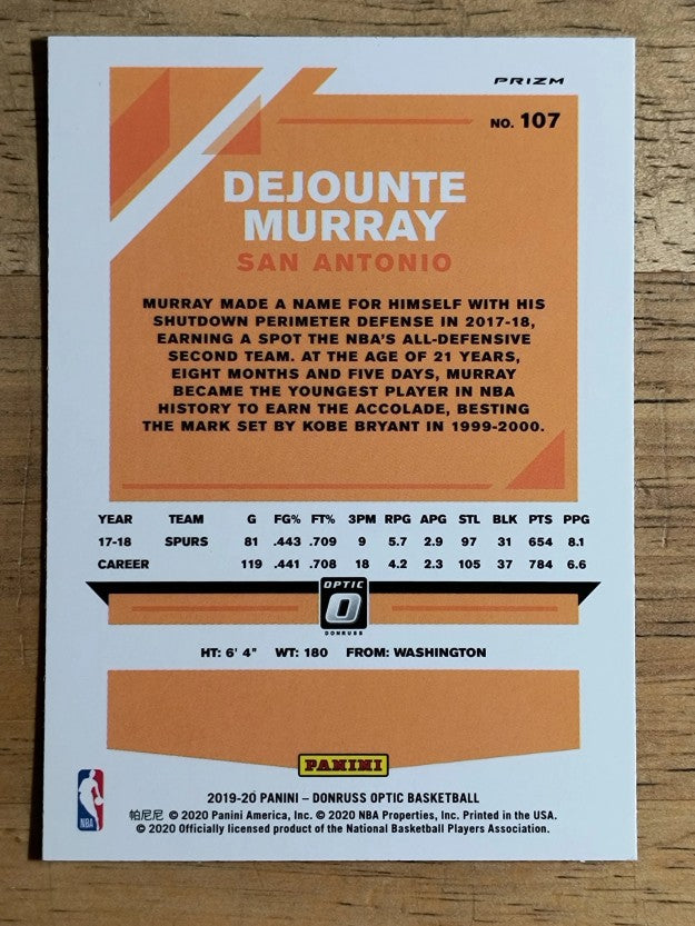 2019-20 Donruss Optic Blue Velocity #107 Dejounte Murray