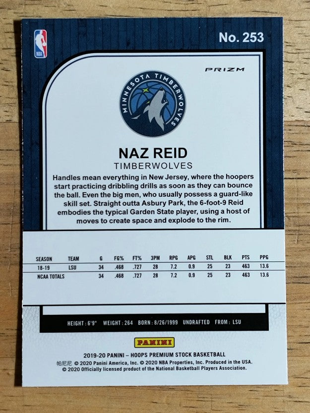 2019-20 Hoops Premium Stock Prizms Silver Laser #253 Naz Reid