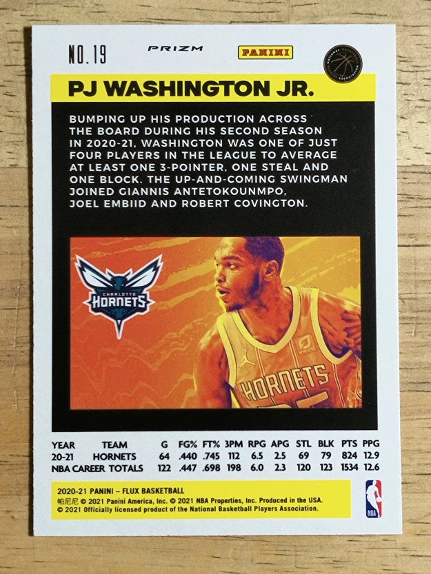 2020-21 Panini Flux Factory Pulsar #19 PJ Washington Jr.