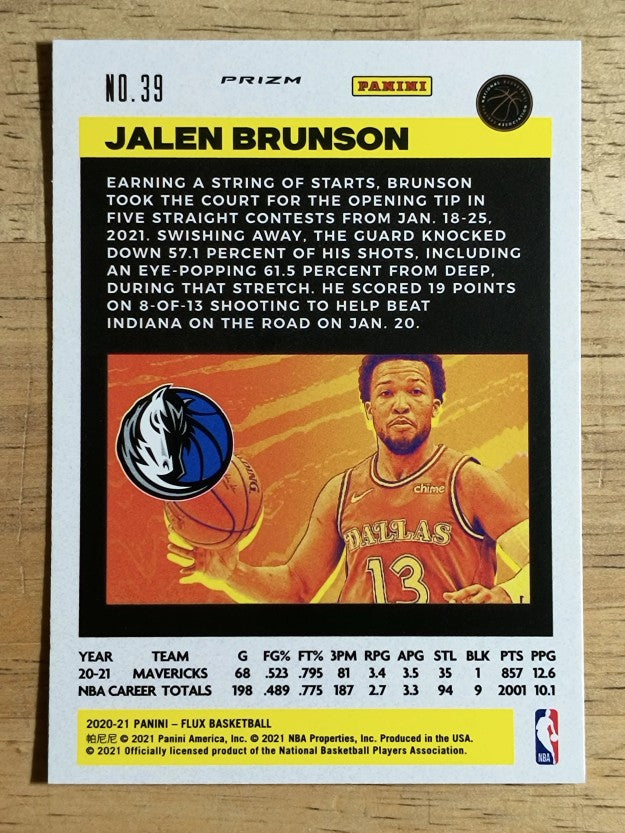 2020-21 Panini Flux Factory Pulsar #39 Jalen Brunson