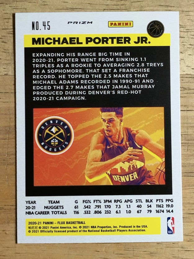 2020-21 Panini Flux Factory Pulsar #45 Michael Porter Jr.