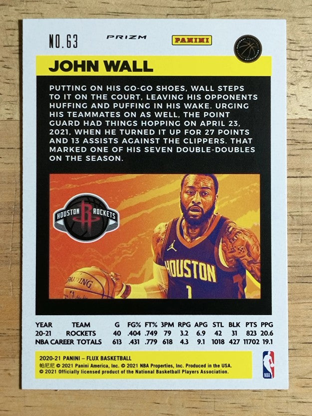 2020-21 Panini Flux Factory Pulsar #63 John Wall