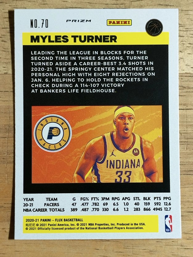 2020-21 Panini Flux Factory Pulsar #70 Myles Turner