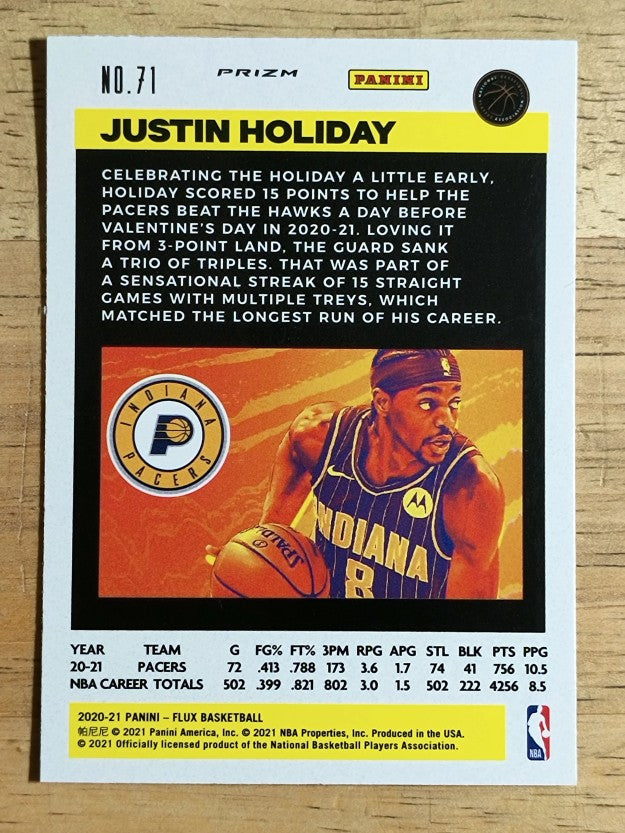 2020-21 Panini Flux Factory Pulsar #71 Justin Holiday
