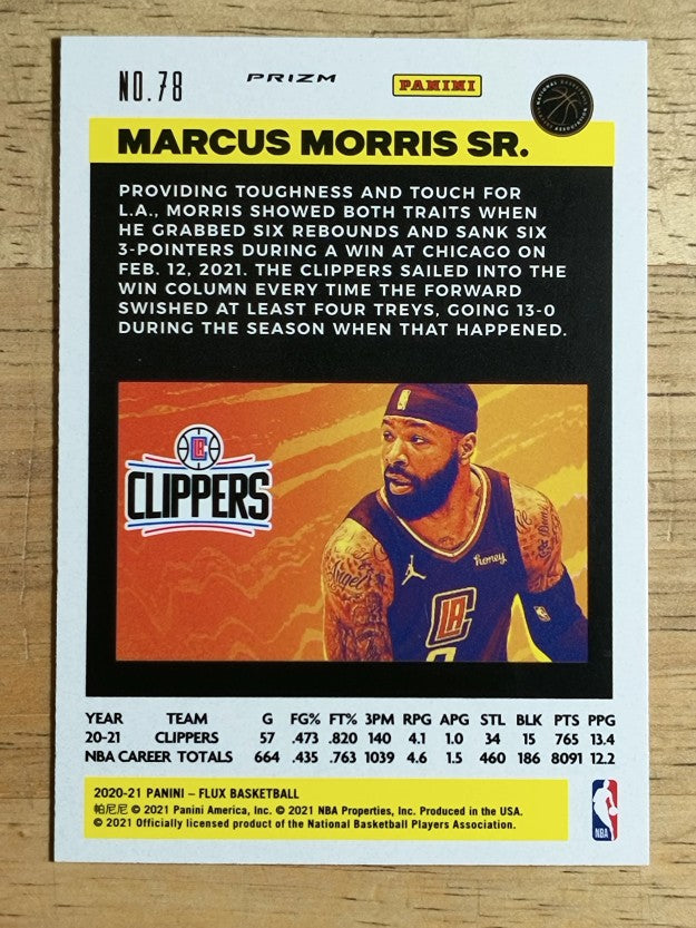 2020-21 Panini Flux Factory Pulsar #78 Marcus Morris Sr.
