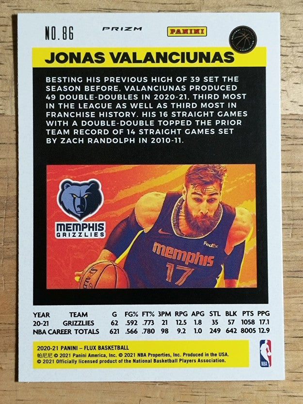 2020-21 Panini Flux Factory Pulsar #86 Jonas Valanciunas