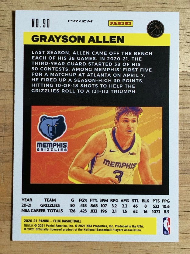 2020-21 Panini Flux Factory Pulsar #90 Grayson Allen