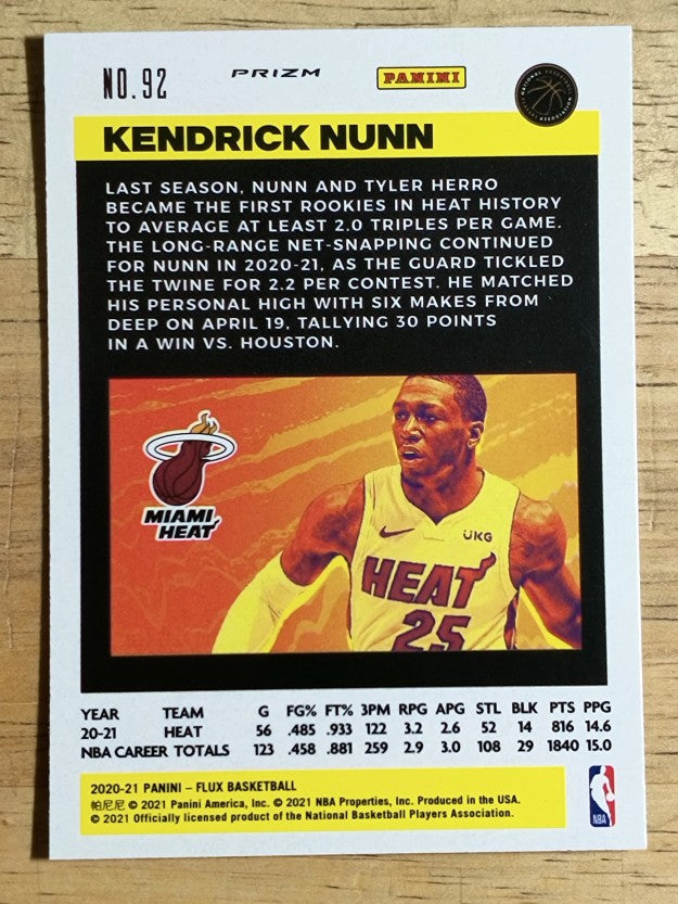 2020-21 Panini Flux Factory Pulsar #92 Kendrick Nunn