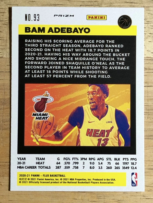 2020-21 Panini Flux Factory Pulsar #93 Bam Adebayo