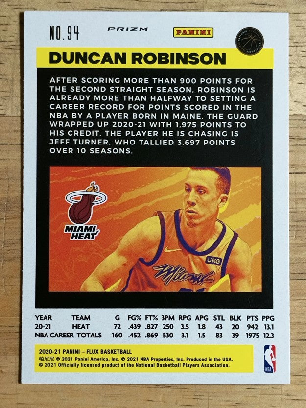 2020-21 Panini Flux Factory Pulsar #94 Duncan Robinson