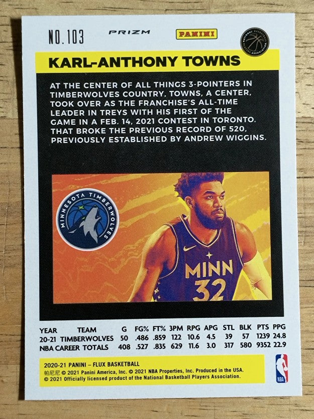 2020-21 Panini Flux Factory Pulsar #103 Karl-Anthony Towns
