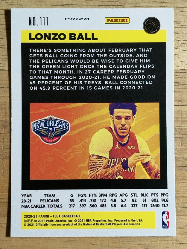 2020-21 Panini Flux Factory Pulsar #111 Lonzo Ball