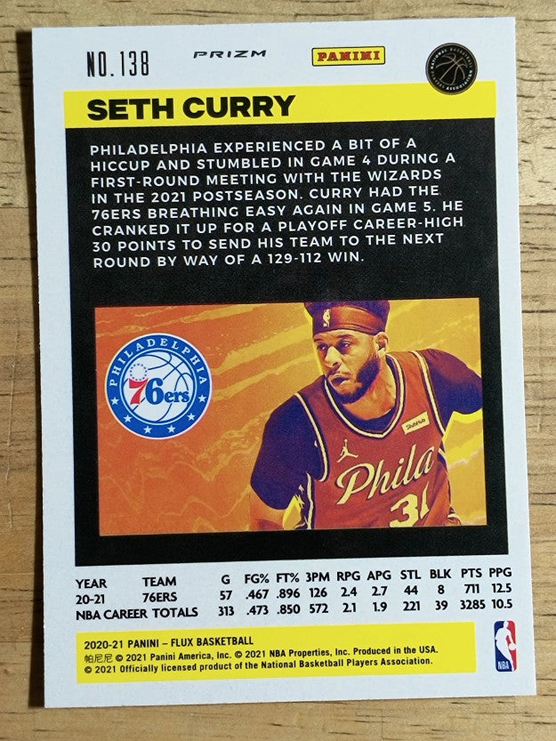 2020-21 Panini Flux Factory Pulsar #138 Seth Curry