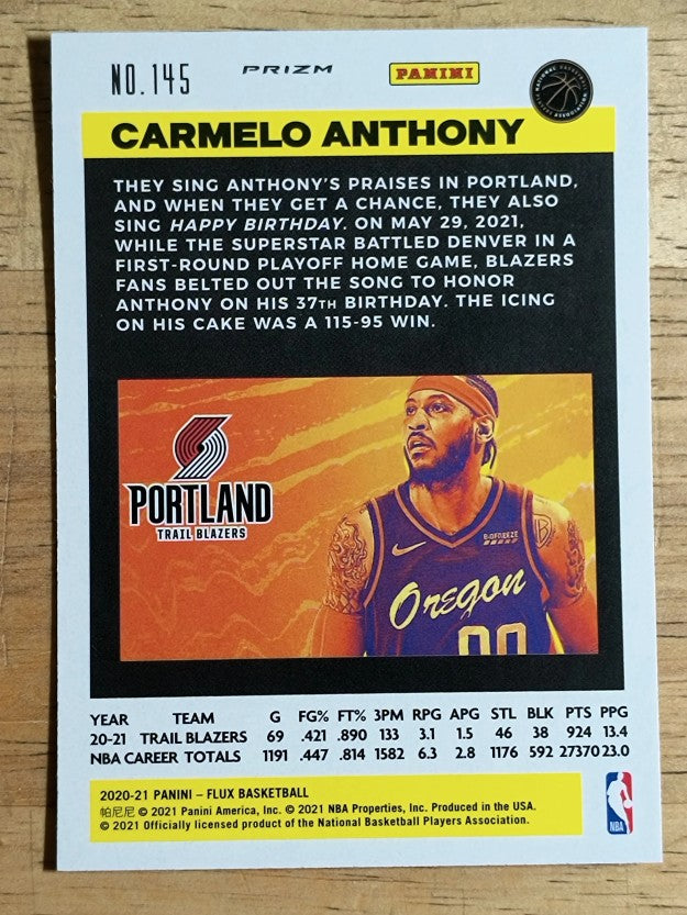 2020-21 Panini Flux Factory Pulsar #145 Carmelo Anthony