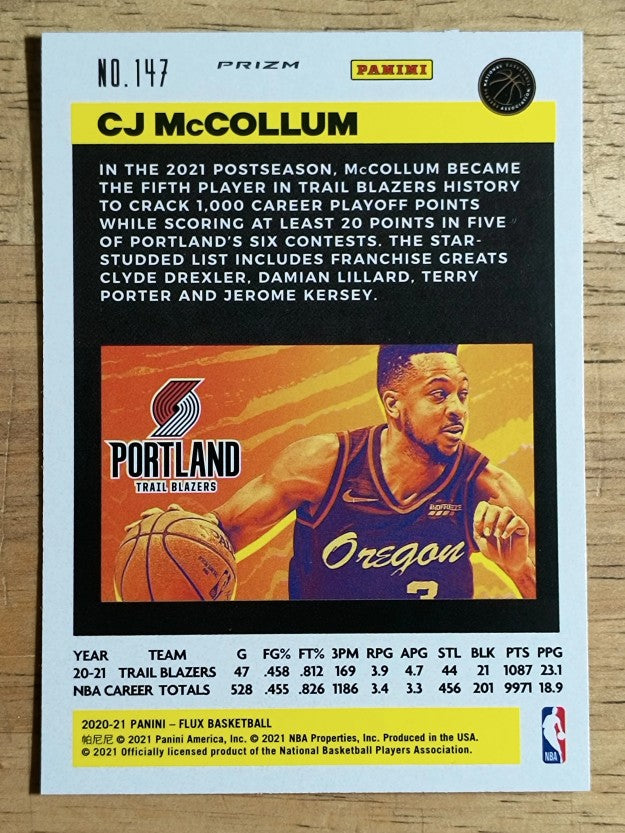 2020-21 Panini Flux Factory Pulsar #147 CJ McCollum