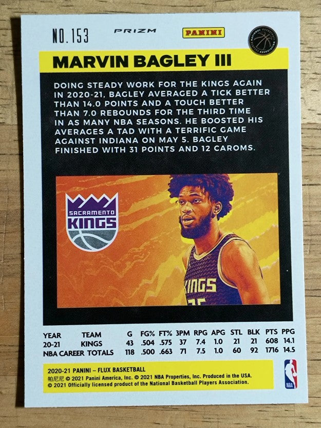 2020-21 Panini Flux Factory Pulsar #153 Marvin Bagley III