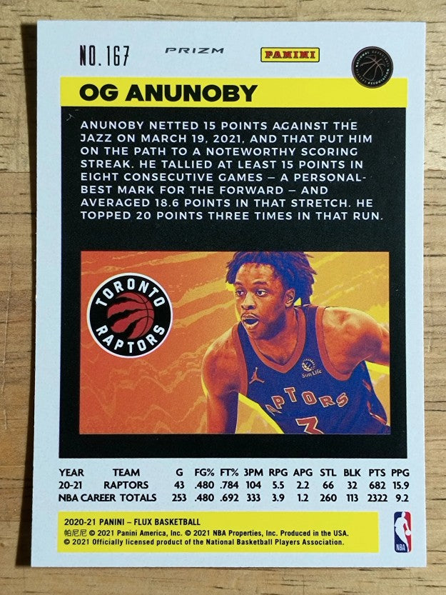 2020-21 Panini Flux Factory Pulsar #167 OG Anunoby