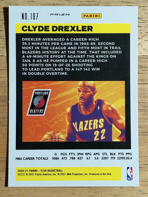 2020-21 Panini Flux Factory Pulsar #187 Clyde Drexler