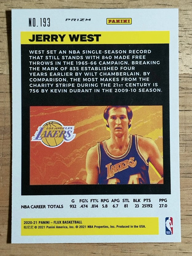 2020-21 Panini Flux Factory Pulsar #193 Jerry West