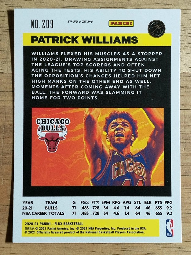 2020-21 Panini Flux Factory Pulsar #209 Patrick Williams