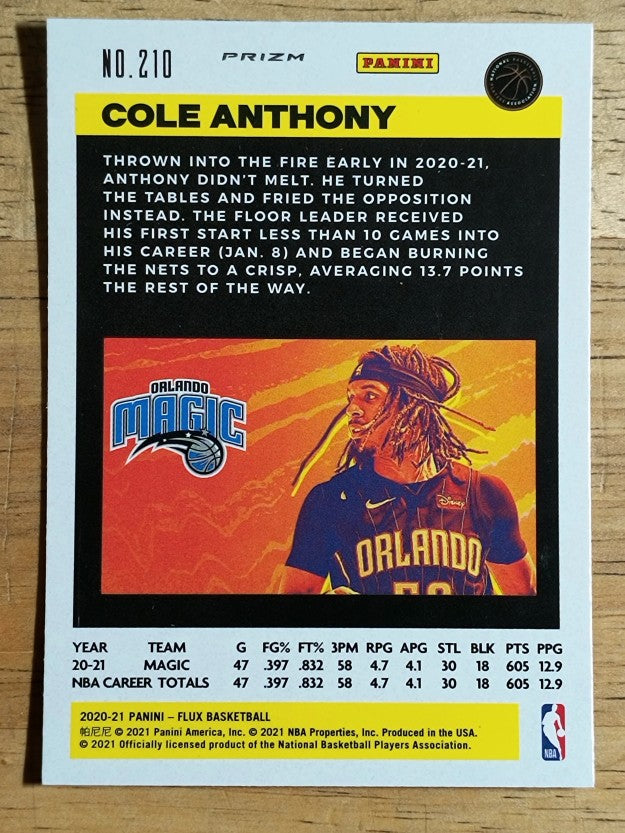 2020-21 Panini Flux Factory Pulsar #210 Cole Anthony