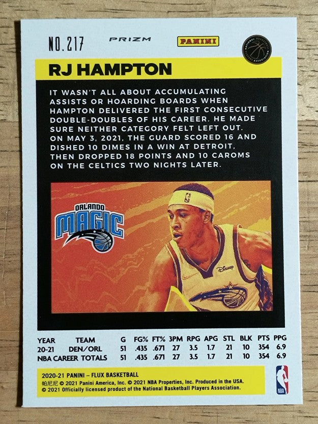 2020-21 Panini Flux Factory Pulsar #217 RJ Hampton