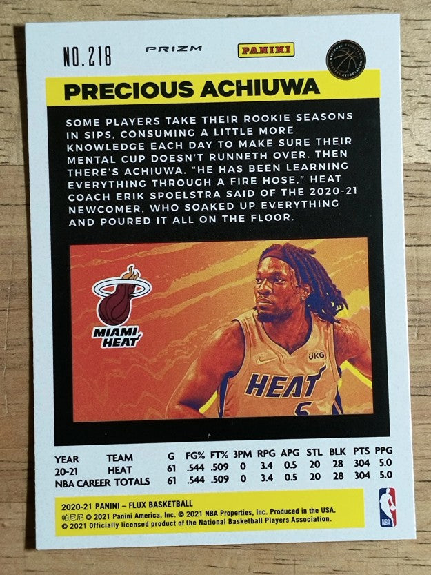 2020-21 Panini Flux Factory Pulsar #218 Precious Achiuwa