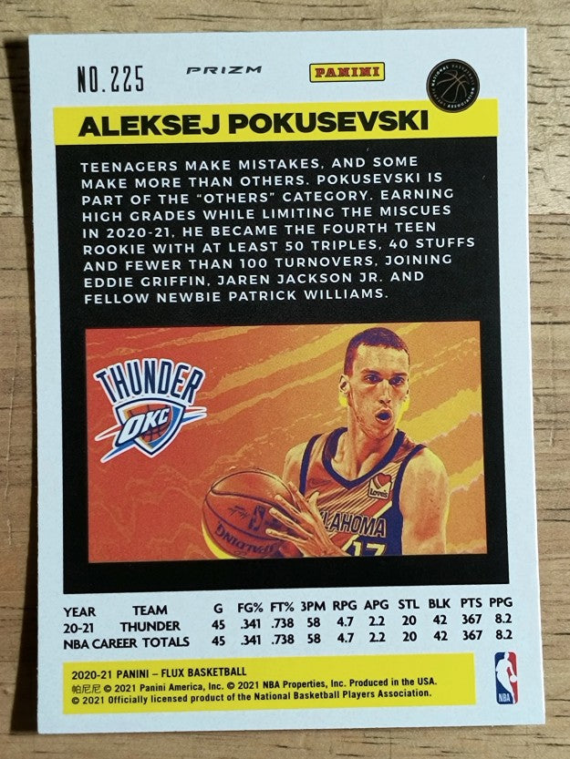 2020-21 Panini Flux Factory Pulsar #225 Aleksej Pokusevski