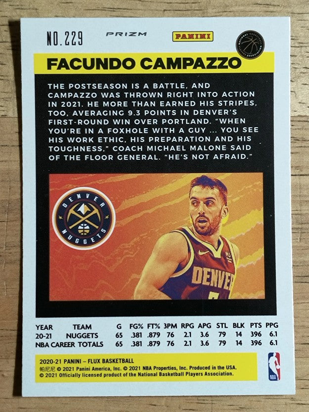 2020-21 Panini Flux Factory Pulsar #229 Facundo Campazzo