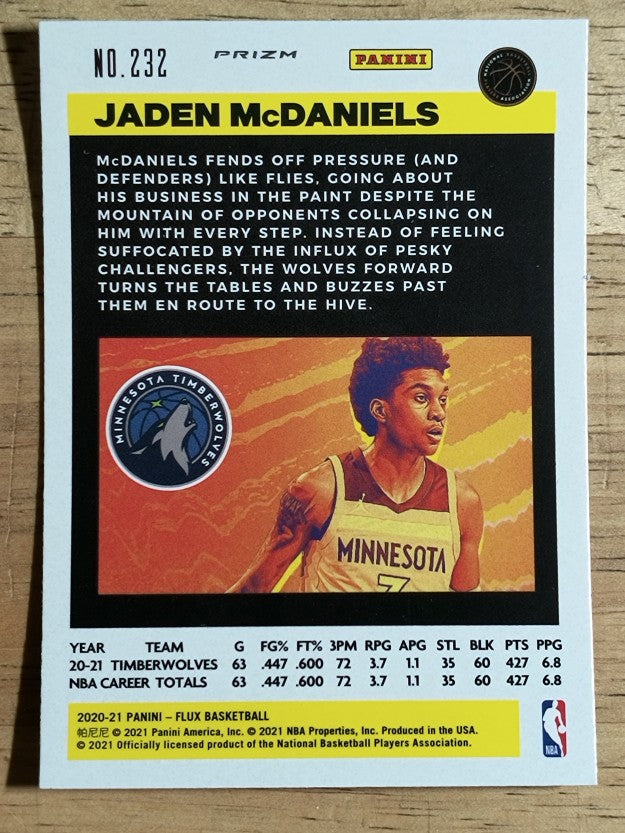 2020-21 Panini Flux Factory Pulsar #232 Jaden McDaniels