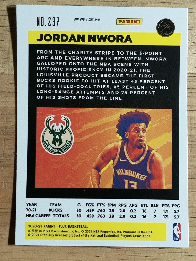 2020-21 Panini Flux Factory Pulsar #237 Jordan Nwora