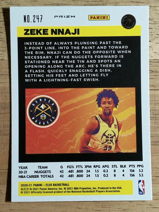 2020-21 Panini Flux Factory Pulsar #247 Zeke Nnaji