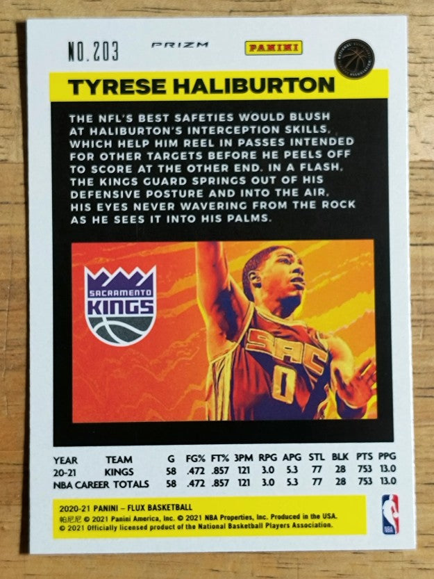 2020-21 Panini Flux Fanatics Factory Cracked Ice #203 Tyrese Haliburton