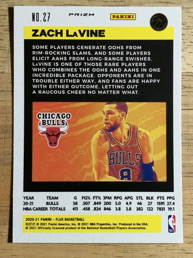 2020-21 Panini Flux Red Cracked Ice #27 Zach LaVine