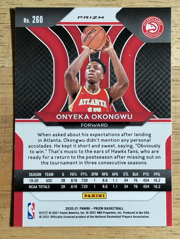 2020-21 Panini Prizm Prizms Red White and Blue #260 Onyeka Okongwu
