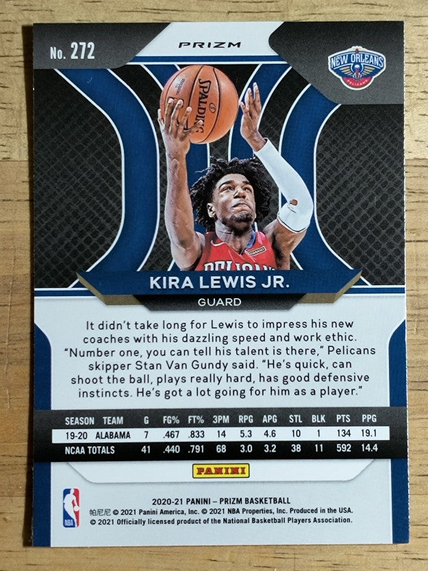 2020-21 Panini Prizm Prizms Red White and Blue #272 Kira Lewis Jr.