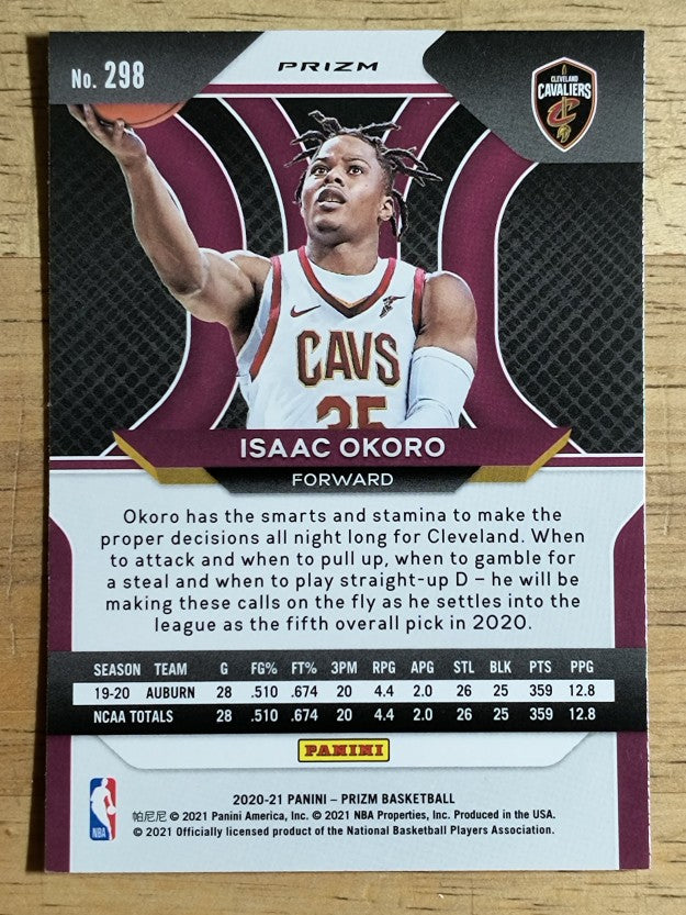 2020-21 Panini Prizm Prizms Red White and Blue #298 Isaac Okoro