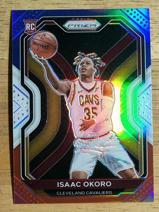 2020-21 Panini Prizm Prizms Red White and Blue #298 Isaac Okoro