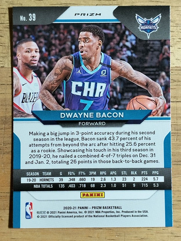 2020-21 Panini Prizm Prizms Ruby Wave #39 Dwayne Bacon