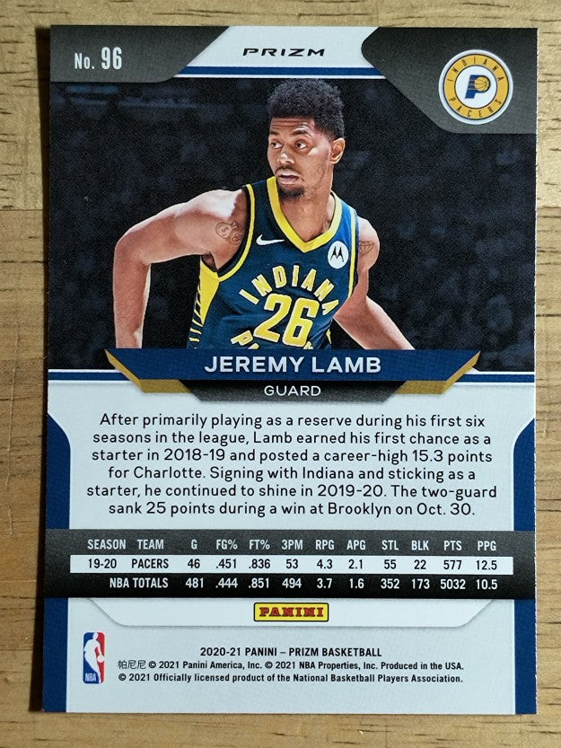 2020-21 Panini Prizm Prizms Ruby Wave #96 Jeremy Lamb