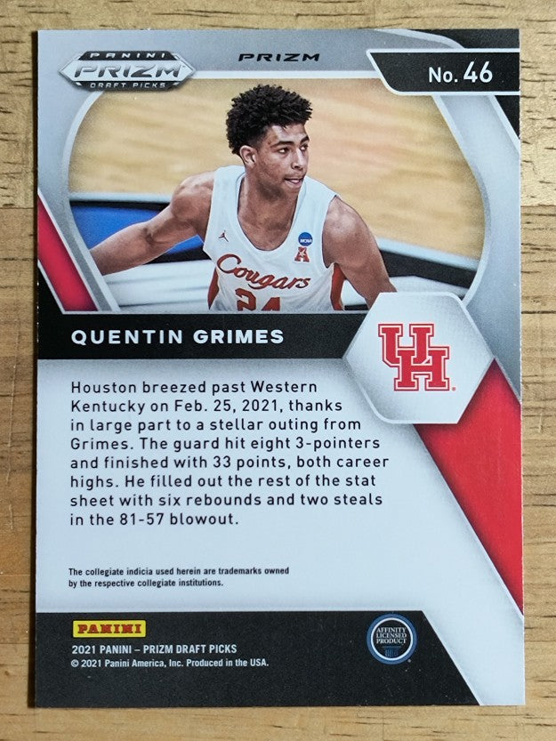 2021-22 Panini Prizm Draft Picks Prizms Green #46 Quentin Grimes