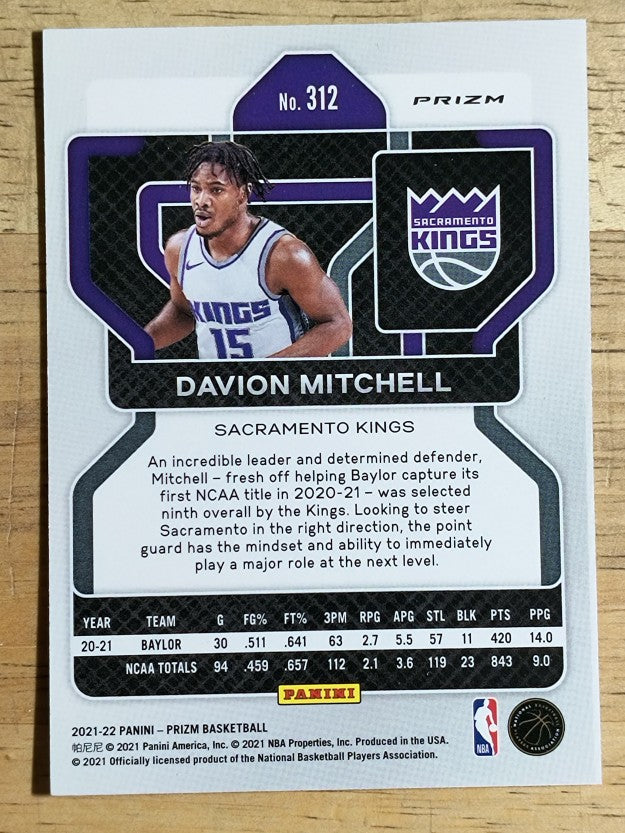 2021-22 Panini Prizm Prizms Ice #312 Davion Mitchell