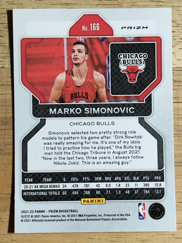 2021-22 Panini Prizm Prizms Orange Ice #166 Marko Simonovic