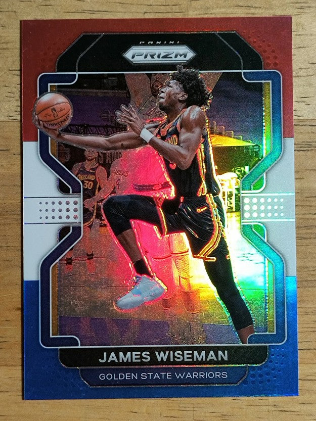2021-22 Panini Prizm Prizms Red White and Blue #61 James Wiseman