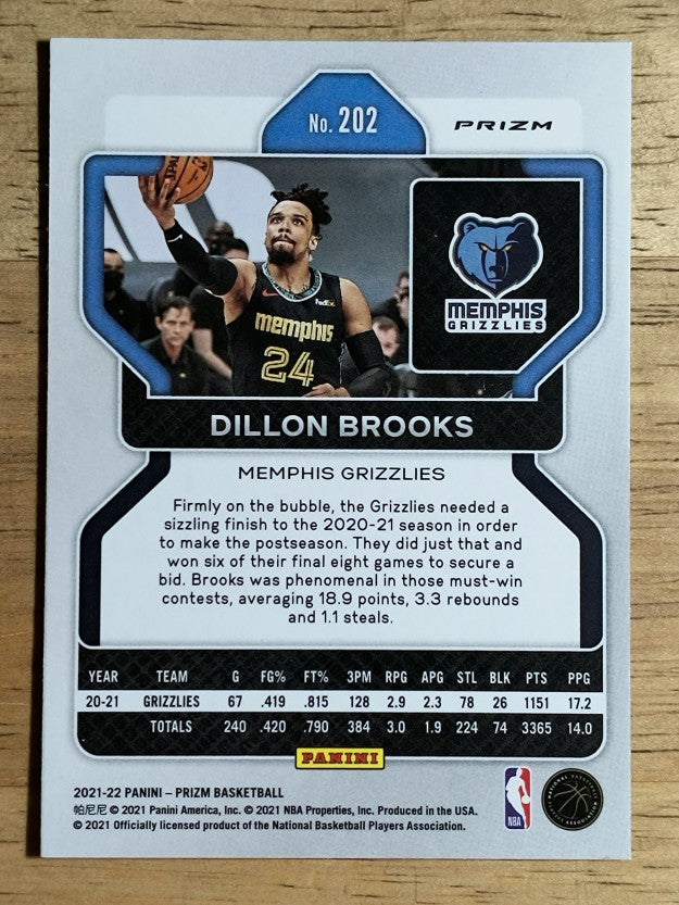 2021-22 Panini Prizm Prizms Red White and Blue #202 Dillon Brooks