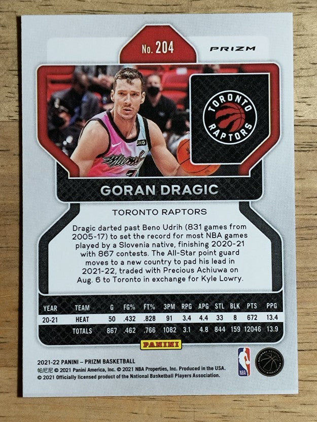 2021-22 Panini Prizm Prizms Red White and Blue #204 Goran Dragic