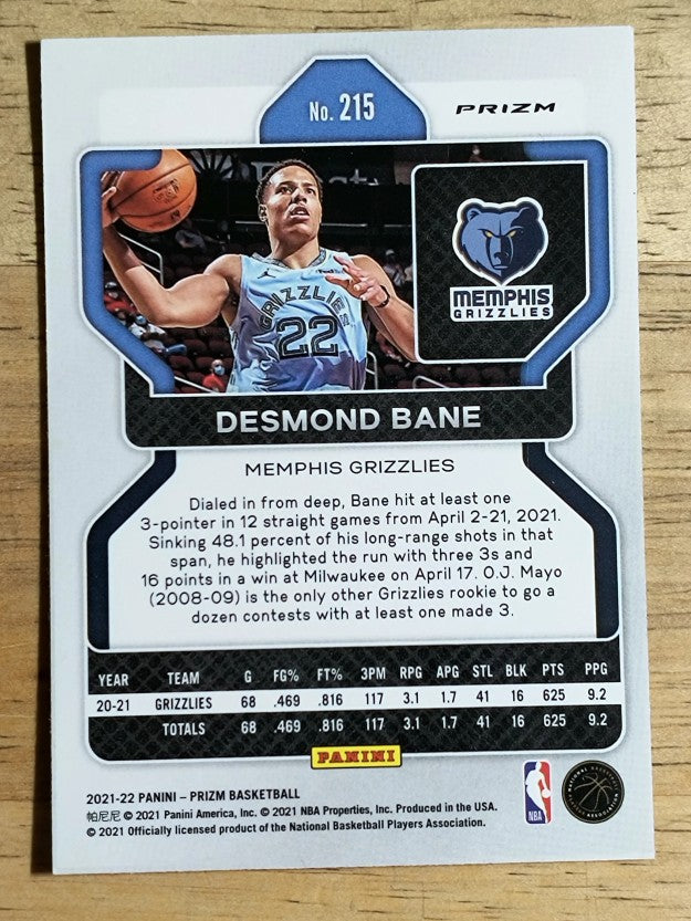 2021-22 Panini Prizm Prizms Red White and Blue #215 Desmond Bane