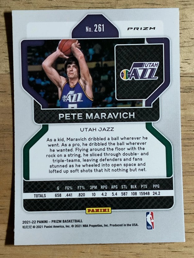 2021-22 Panini Prizm Prizms Red White and Blue #261 Pete Maravich