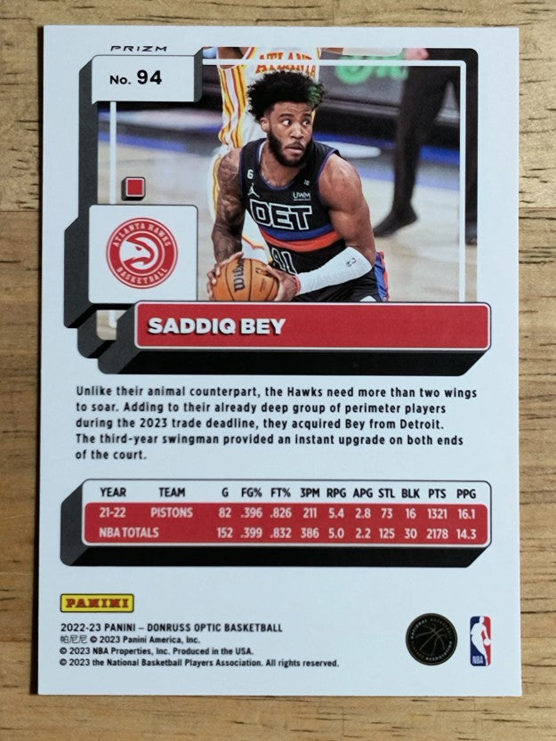 2022-23 Donruss Optic Hyper Pink #94 Saddiq Bey