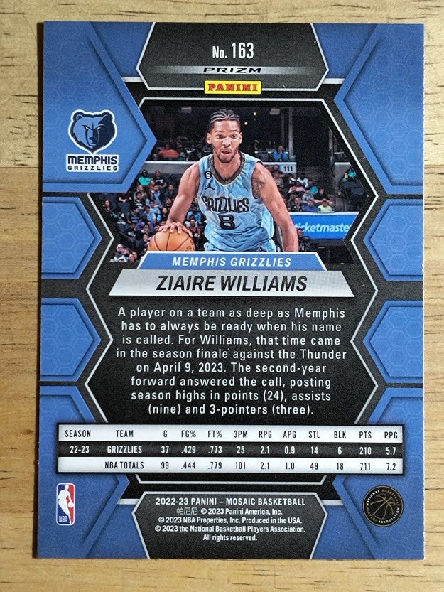2022-23 Panini Mosaic Mosaic Fast Break Silver #163 Ziaire Williams